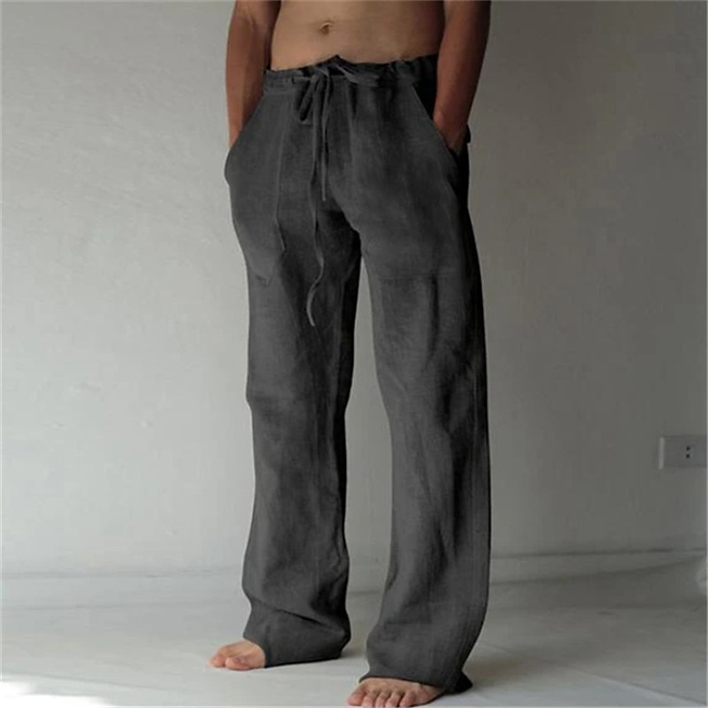 Mens Linen Drawstring Pants Casual Loose Fit Long Slacks Trousers And Loose  Leggings From H15659736832, $36.18 | DHgate.Com