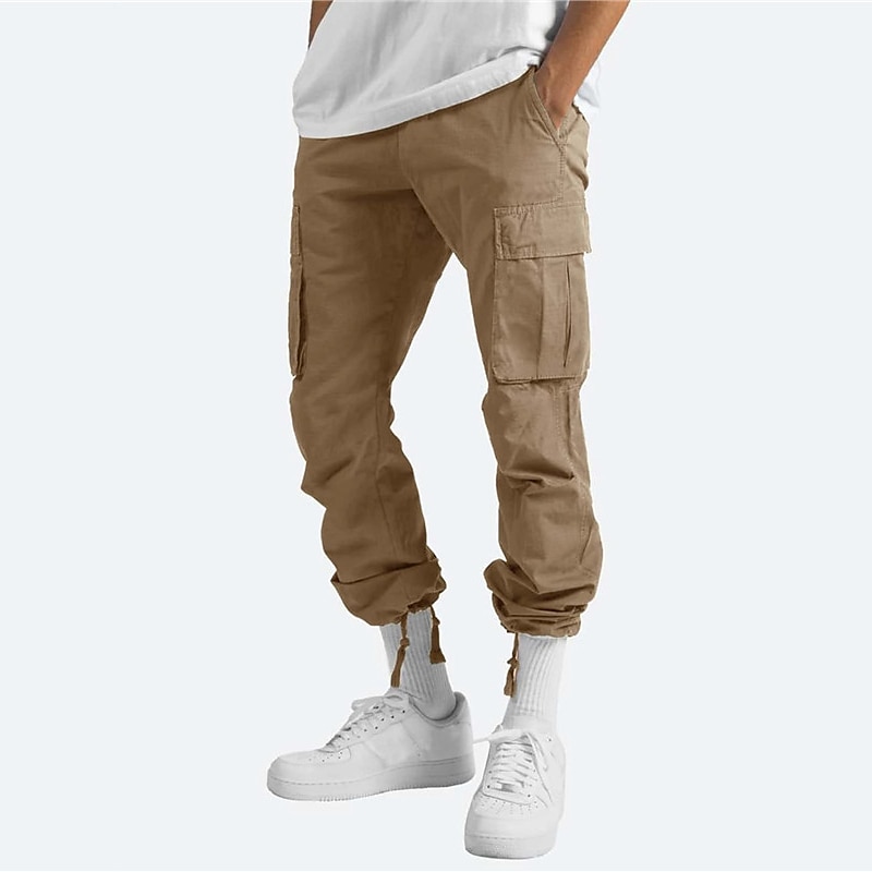 Men's Cargo Pants Trousers Multi Pocket Straight Leg Solid Color