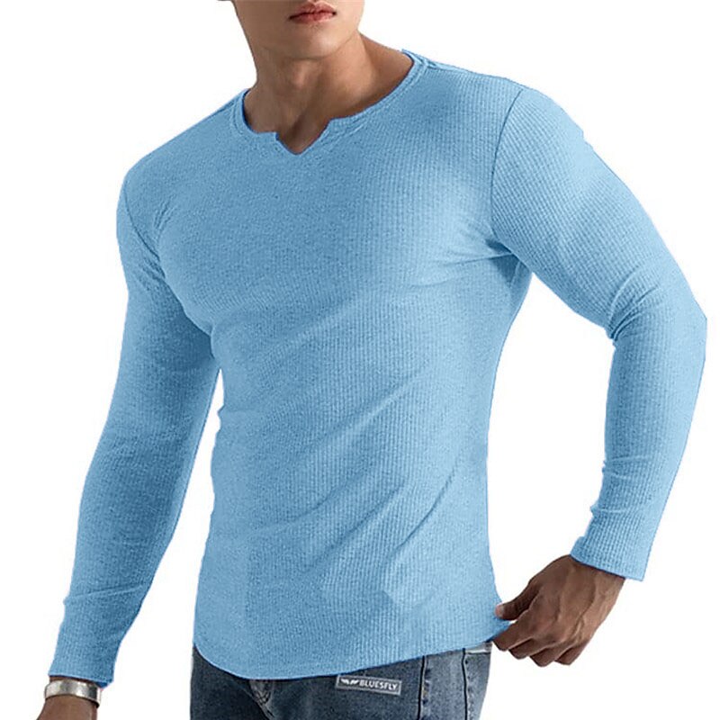 Men's Henley Shirt Tee Top Plain Henley Street Vacation Long Sleeve Lace up  Clothing Apparel Fashion Designer Basic 2024 - $16.49