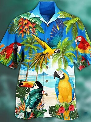 New Years Summer Clothes for Men 2023,POROPL Summer Hawaiian Print Turndown  Hawaiian Shirts for Men Clearance White Size 8