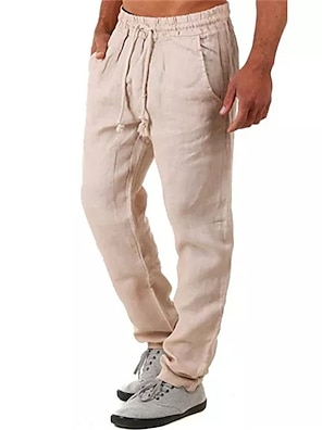 Men's Solid Color Linen Blend Drawstring Pants – KesleyBoutique