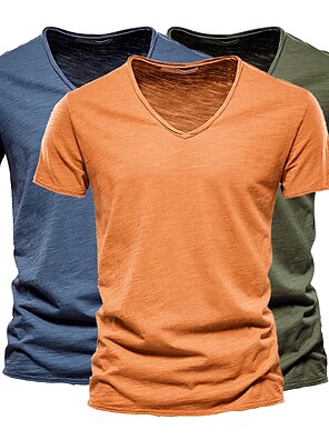 Men's T Shirt Tee Tee Top Plain Turtleneck Street Vacation Short Sleeves  Clothing Apparel Designer Basic Modern Contemporary