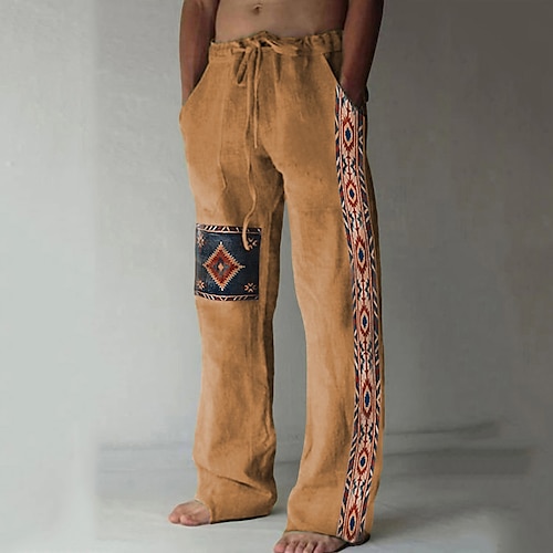 Men's Trousers Summer Pants Beach Pants Pocket Drawstring Print