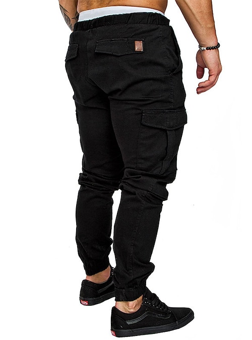 Men's Joggers Pants Trousers Drawstring Multiple Pockets Basic