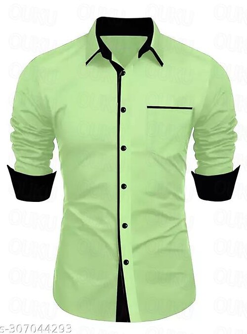 Men's Casual Shirt Black White Light Green Burgundy Blue Long Sleeve Color  Block Solid / Plain Color Turndown Street Vacation Button-Down Clothing  Apparel Fashion Leisure 2024 - US $26.99