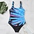 cheap One-piece swimsuits-Women&#039;s Swimwear One Piece Monokini Bathing Suits Plus Size Swimsuit Tummy Control Hole Stripe Blue Scoop Neck Bathing Suits New Casual Vacation / Fashion / Modern / Padded Bras