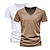 cheap Men&#039;s Casual T-shirts-2pcs Men&#039;s T shirt Tee V Neck Short Sleeve Solid Color V Neck Daily Patchwork Clothing Clothes 2pcs Casual Sports Black / White Black+ Army Green Navy Blue + Black