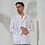 cheap Designer Collection-100% Linen Pocket Men&#039;s Shirt Linen Shirt Black White Dark Blue Long Sleeve Plain Lapel Spring &amp;  Fall Outdoor Daily Clothing Apparel