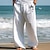 cheap Linen Shop-Men&#039;s Linen Pants Trousers Summer Pants Beach Pants Drawstring Elastic Waist Straight Leg Rhombus Comfort Breathable Casual Daily Holiday 40% Linen Ethnic Style Simple White