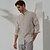 cheap Designer Collection-100% Linen Men&#039;s Shirt Linen Shirt Button Up Shirt Yellow Navy Blue Green Long Sleeve Plain Stand Collar Spring &amp;  Fall Outdoor Daily Clothing Apparel