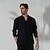 cheap Designer Collection-100% Linen Men&#039;s Shirt Linen Shirt Button Up Shirt Black Navy Blue Long Sleeve Stripes Lapel Spring &amp;  Fall Outdoor Daily Clothing Apparel