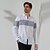 cheap Designer Collection-100% Linen Patchwork Men&#039;s Shirt Linen Shirt Button Up Shirt White Long Sleeve Color Block Lapel Spring &amp;  Fall Outdoor Daily Clothing Apparel