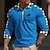 cheap Classic Polo-Men&#039;s Polo Shirt Quarter Zip Polo Daily Wear Vacation Lapel Long Sleeve Fashion Comfortable Plaid Color Block Embroidery Zip Up Spring &amp;  Fall Regular Fit White Yellow Navy Blue Blue Polo Shirt