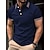 cheap Classic Polo-Men&#039;s Polo Shirt Button Up Polos Casual Sports Lapel Short Sleeve Fashion Basic Color Block Patchwork Summer Regular Fit Black Army Green Burgundy Navy Blue Beige Polo Shirt