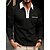 cheap Zip Polo-Men&#039;s Polo Shirt Quarter Zip Polo Work Daily Wear Lapel Long Sleeve Fashion Comfortable Color Block Pocket Zip Up Spring &amp;  Fall Regular Fit Black White Red Navy Blue Blue Beige Polo Shirt
