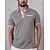 cheap Designer Collection-Men&#039;s Polo Shirt Button Up Polos Casual Holiday Lapel Short Sleeve Fashion Basic Color Block Patchwork Pocket Summer Regular Fit Gray Polo Shirt