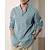 cheap Designer Collection-55% Linen Print Men&#039;s Linen Shirt Shirt Blue Gray Long Sleeve Graphic Prints Anchor Stand Collar Summer Spring Outdoor Street Clothing Apparel