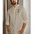 cheap Designer Collection-55% Linen Embroidery Men&#039;s Linen Shirt Shirt Khaki Long Sleeve Cross Stand Collar Summer Spring Outdoor Street Clothing Apparel
