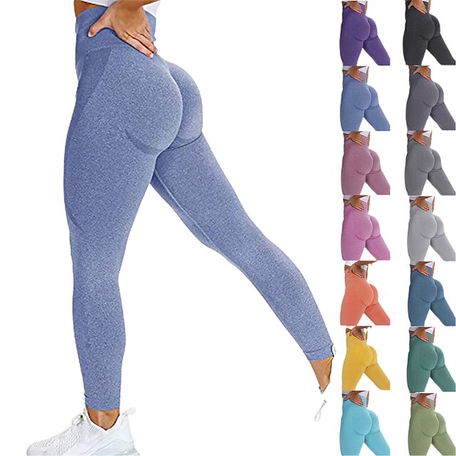  Women's Leggings Sports Gym Leggings Yoga Pants 9165 Pants-Medium Gray 9165 Pants-Dark Green 9165 Pants-Dark Blue Winter Summer Tights Leggings Solid Color Tummy Control Butt Lift 4 Way Stretch