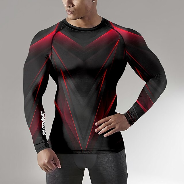 Men's Compression Shirt Running Shirt 3D Print Long Sleeve Base Layer