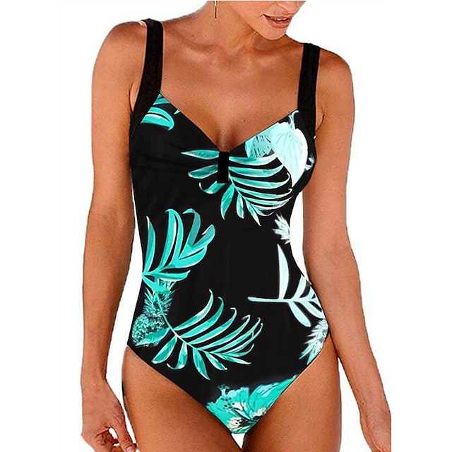 Women's Swimwear One Piece Monokini Bathing Suits Swimsuit Green Padded V Wire Bathing Suits New Vacation Sexy / Strap / Strap