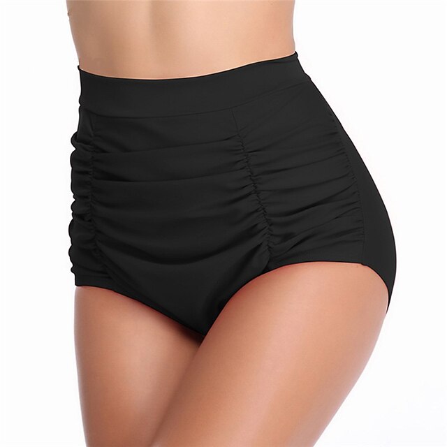  Women's Swimwear Cover Up Swim Shorts Swimsuit High Waist Pure Color Black Bathing Suits New Neutral Casual / Vacation / Modern
