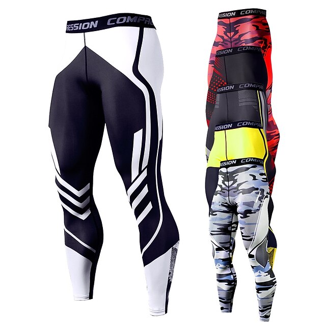 Men's Running Tights Leggings Compression Pants 3D Print Base Layer