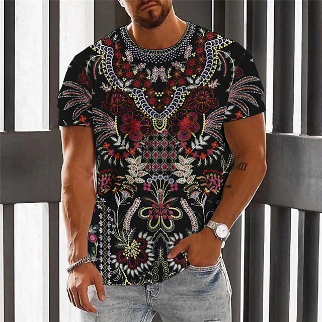 Hombre Camiseta Graphic Tribal Cuello Barco Ropa Impresión 3d Exterior Diario Manga Corta 4760