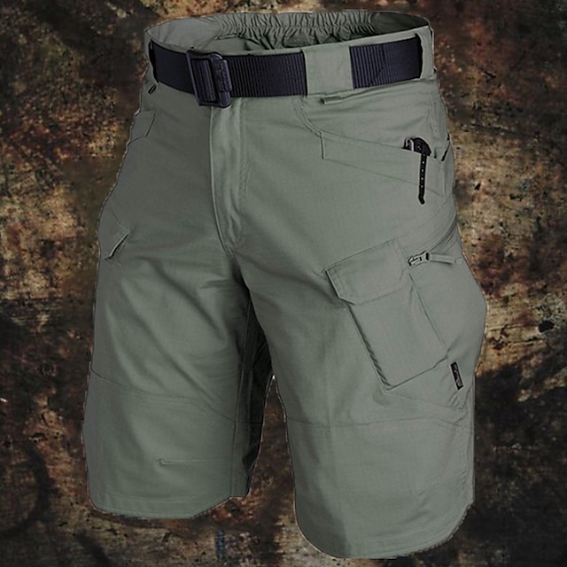  Men's Cargo Shorts Hiking Shorts Tactical Shorts Military Outdoor Ripstop Breathable Quick Dry Multi Pockets Shorts Bottoms Knee Length Dark Khaki Black Camping / Hiking / Caving S M L XL XXL