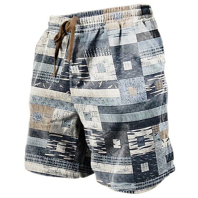 Men's Shorts Summer Shorts Beach Shorts Drawstring Elastic Waist 3D ...