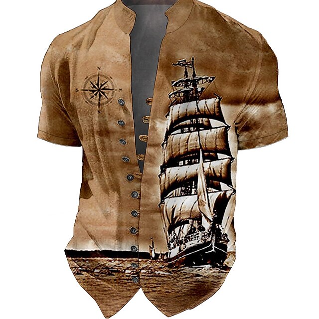 Chemise Columbia Homme Taille M - Imprimé Voilier, Bleu/blanc/rouge, Occasion Parfait état