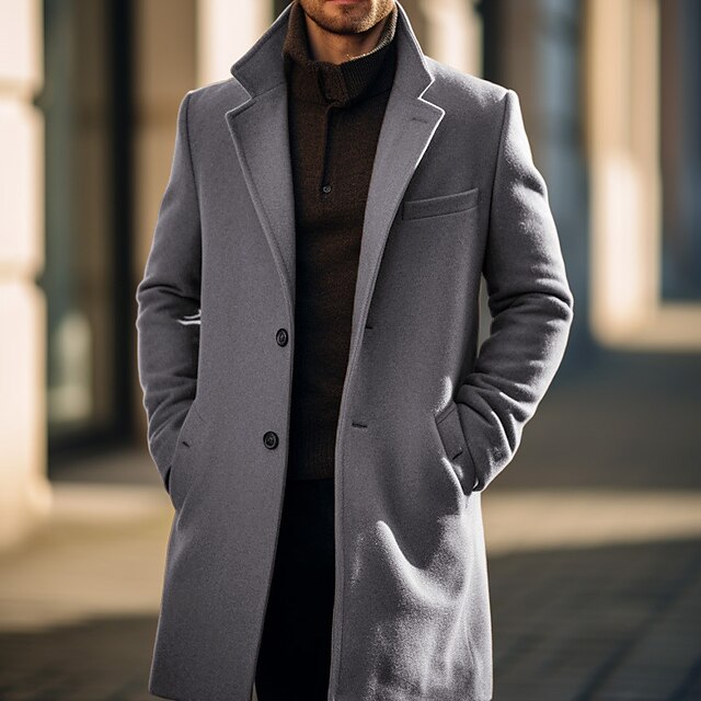 thumbnail image 2 of Army Green Winter Men's Military Wool Long Jackets Warm Outdoor Wear Overcoats 2 of 10
