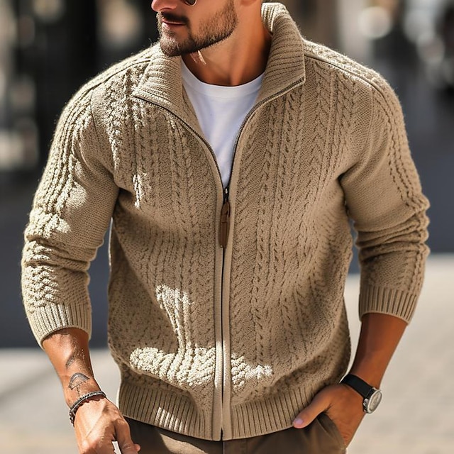 Men's Sweater Cardigan Cardigan Sweater Zip Sweater Cropped Sweater