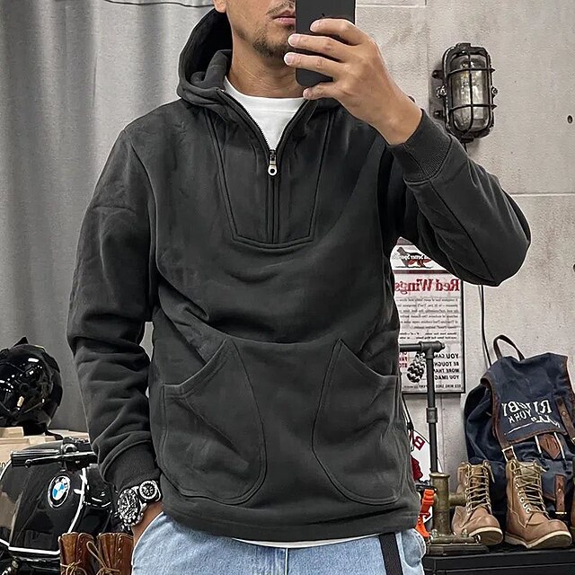 Xmiral Herren Hoodie - Langarm Sweatshirt Mit Kapuze Im Plaid Design