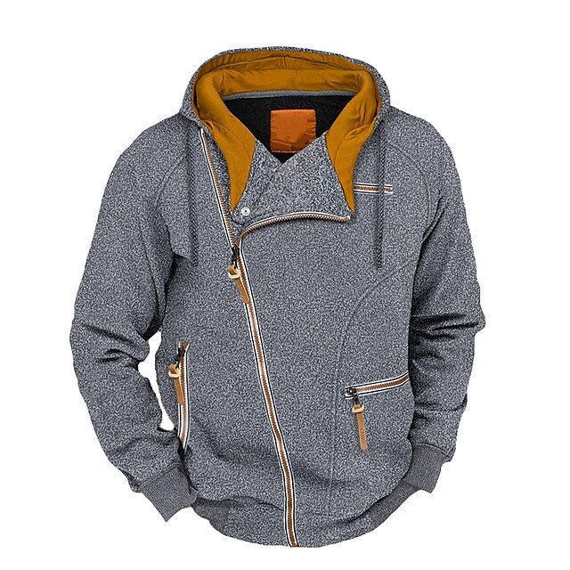 Spitzbub Herren Sweatjacke Mit Kapuze – Graue Zip-Jacke Mit Raglan-Ärmeln & Seitentaschen
