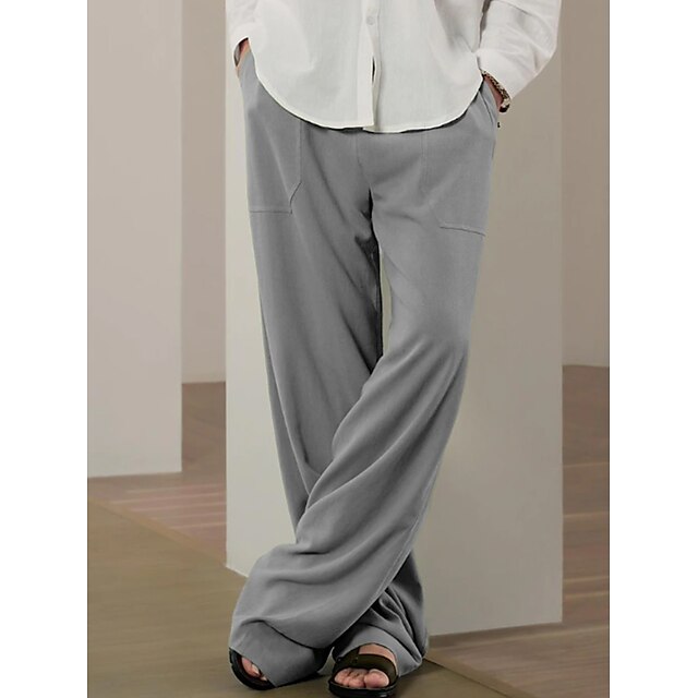 Men's Linen Pants Trousers Summer Pants Beach Pants Front Pocket