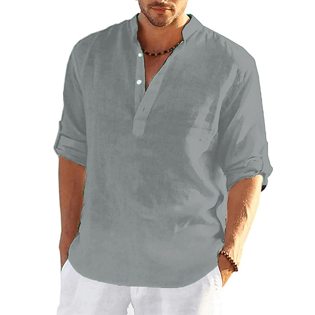 Aueoeo Men's Casual Henley Shirts Short Sleeve Fashion Classic