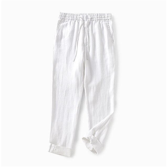 Pantalon Jogging Homme En Lin - Coupe Décontractée, Taille élastique, Confortable Pour Le Sport Et Les Loisirs