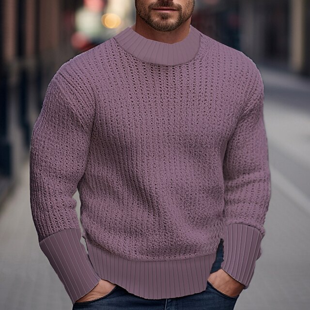 Homme Pull A côtes Tricoter Normal Tricoté Plein Col Ras du Cou Moderne ...