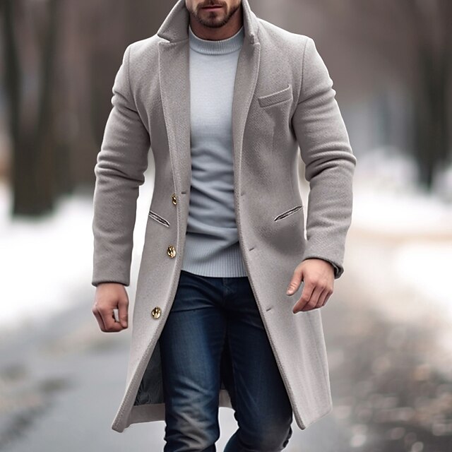 Herren Einreihiger Wintermantel - Mittellanger Klassischer Stil