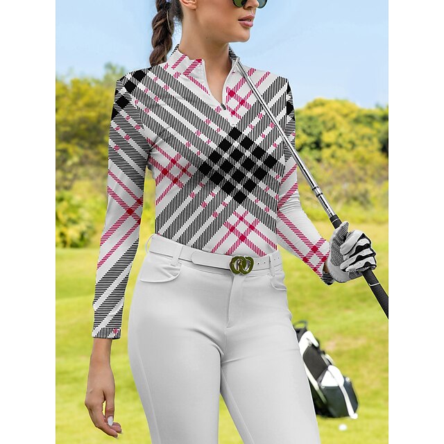 Red Plaid Tartan Scottish Women's Golf Shirts