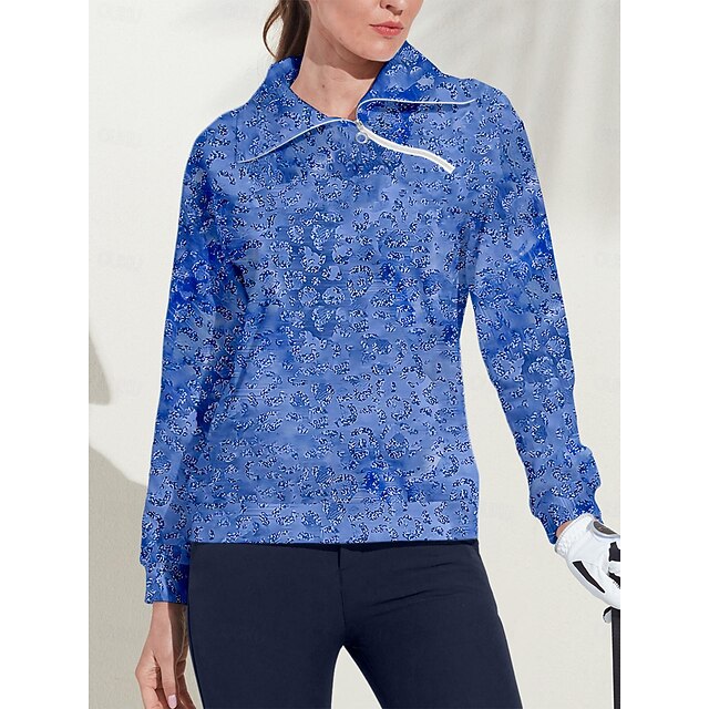 Women's Golf Pullover Sweatshirt Blue Long Sleeve Thermal Warm Top Fall