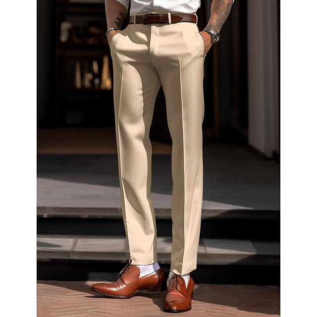 2025 Men's Straight-Leg Suit Pants Spring Trousers Simple Slim Non-ironing Dress Pants for Men