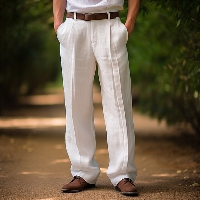 Pantalon Sport Homme CheChury | Mélange Coton-Lin | Respirant Été | Ceinture Élastique à Cordon | 2 Poches