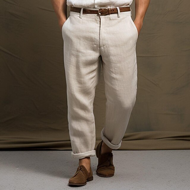 Mazel Pantalon en Tissu Femme Beige Business Jambe Large (L35