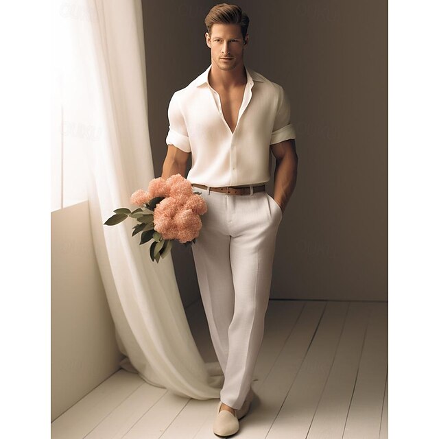 Femme Pantalon Coton Lin Été Taille Élastique Pantalon Avec