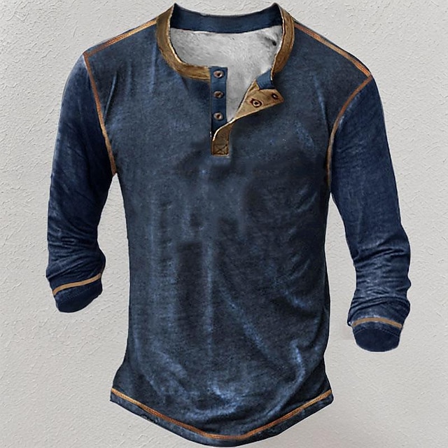 Camiseta Básica Henley Manga Curta Slim Fit Sjons - Sjons Modas