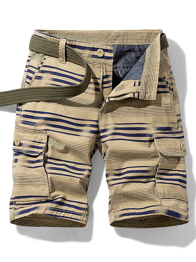  Men's Chino Shorts Chinos Shorts Zipper Pocket Multi Pocket Chic & Modern Casual Casual Daily Micro-elastic Comfort Breathable Moisture Wicking Stripe Mid Waist Black Blue Gray 28 29 30