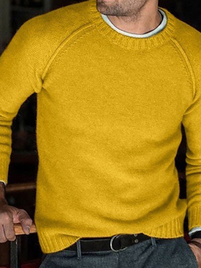  Homme Pull Chandail Pullover Tricoter Tricoté Couleur unie Col Ras du Cou à la mode Style vintage du quotidien Automne L'hiver Vert Blanche S M L / Manches Longues