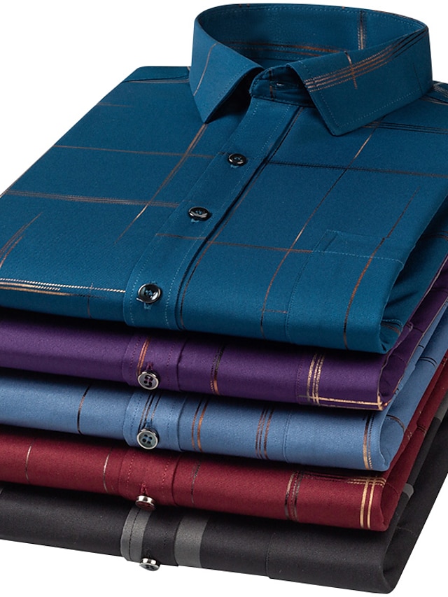  Men's Shirt Dress Shirt Geometry Black Blue Purple Dusty Blue Red Casual Daily Long Sleeve Print Clothing Apparel Designer / Summer